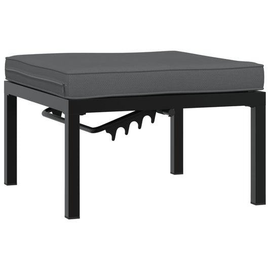 Garden Stool With Cushion Black Aluminium
