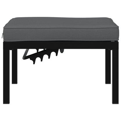 Garden Stool With Cushion Black Aluminium