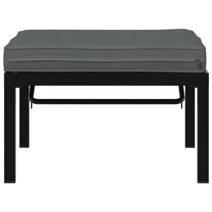 Garden Stool With Cushion Black Aluminium
