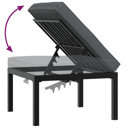 Garden Stool With Cushion Black Aluminium