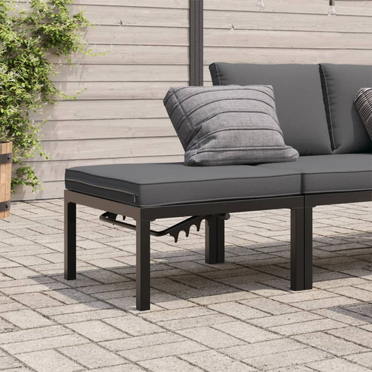 Garden Stool With Cushion Black Aluminium