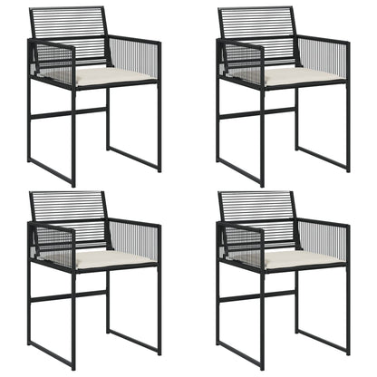 Garden Chairs With Cushions 4 Pcs Black Poly Rattan