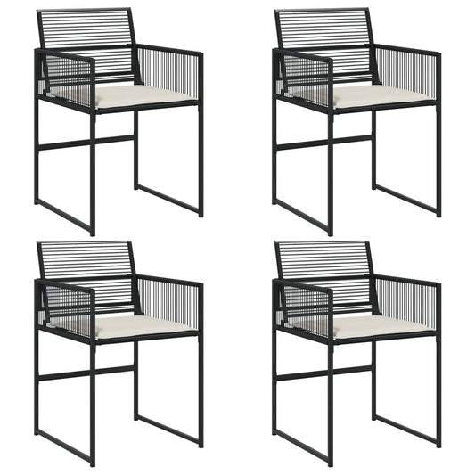 Garden Chairs With Cushions 4 Pcs Black Poly Rattan