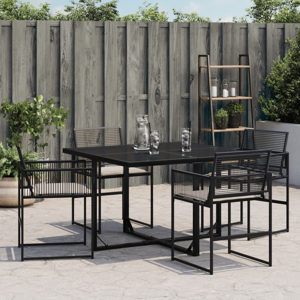 Garden Chairs With Cushions 4 Pcs Black Poly Rattan