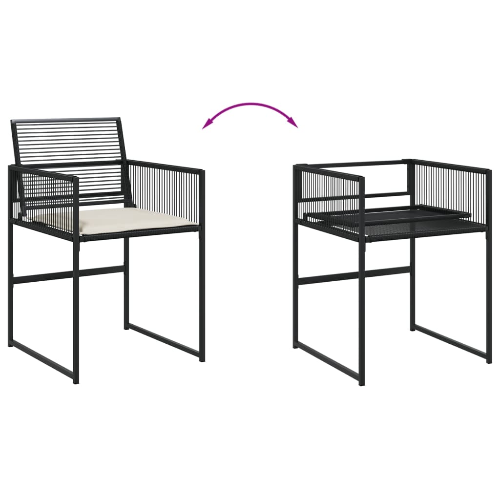 Garden Chairs With Cushions 4 Pcs Black Poly Rattan