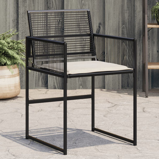 Garden Chairs With Cushions 4 Pcs Black Poly Rattan