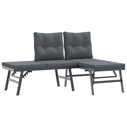 Garden Benches With Cushions 2 Pcs Black Powder-Coated Steel