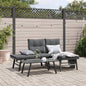 Garden Benches With Cushions 2 Pcs Black Powder-Coated Steel