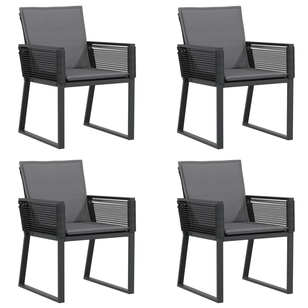 Garden Chairs With Cushions 4 Pcs Black Poly Rattan