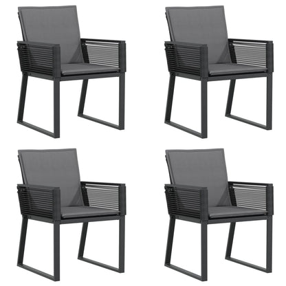 Garden Chairs With Cushions 4 Pcs Black Poly Rattan
