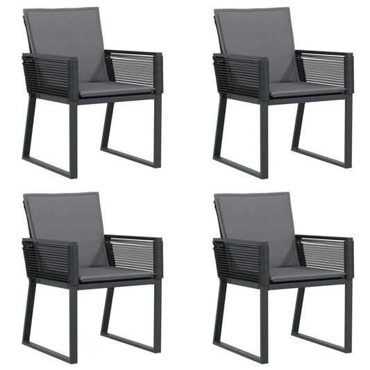 Garden Chairs With Cushions 4 Pcs Black Poly Rattan