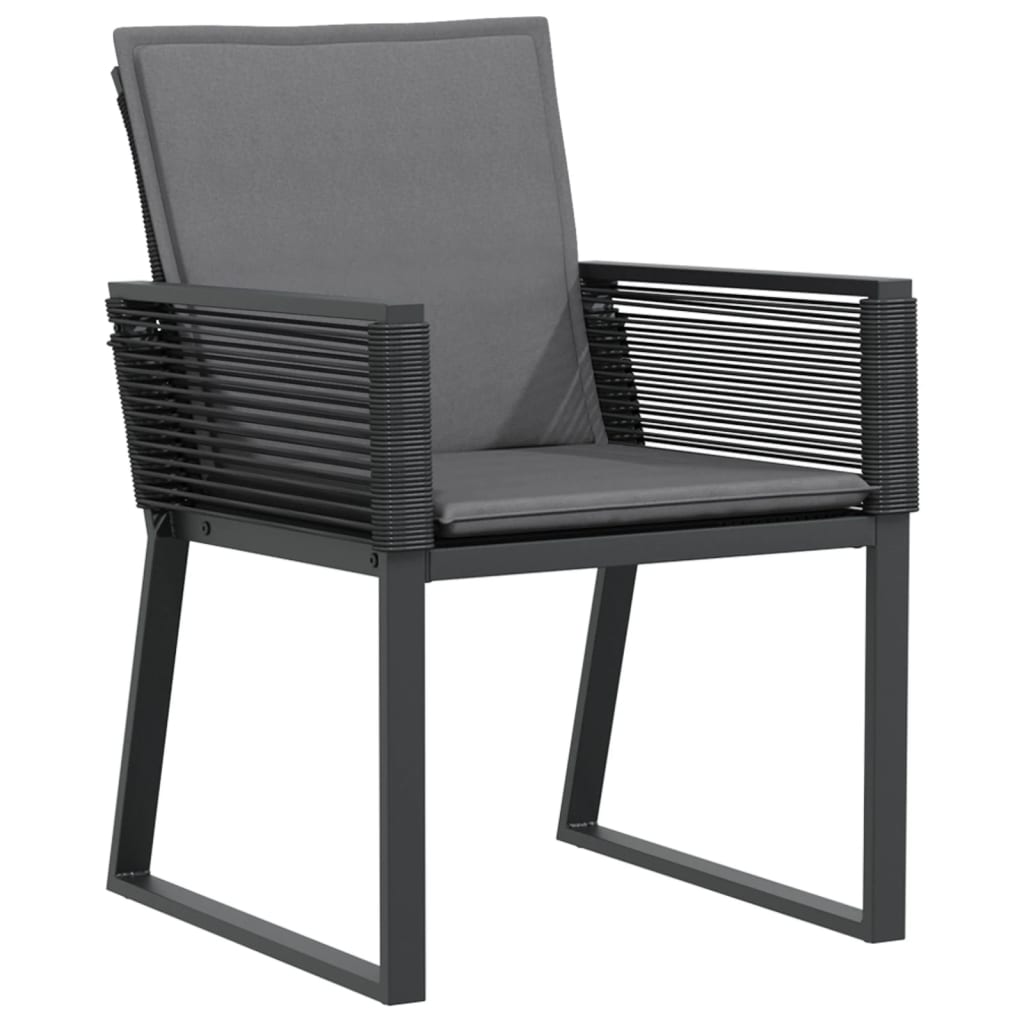 Garden Chairs With Cushions 4 Pcs Black Poly Rattan