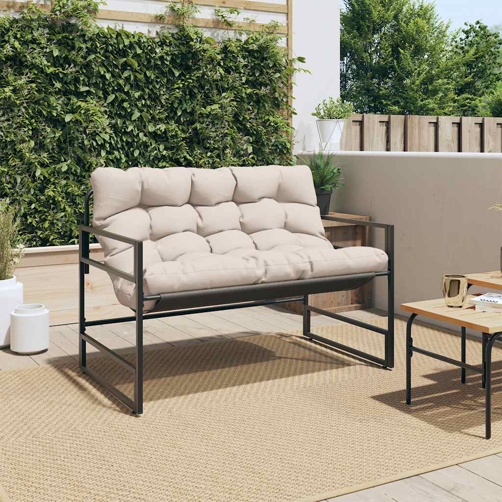 Garden Bench With Cushion 113 Cm Steel