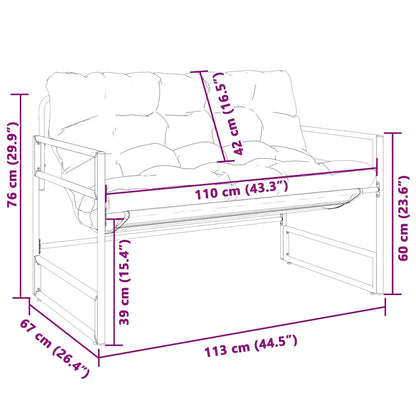Garden Bench With Cushion 113 Cm Steel