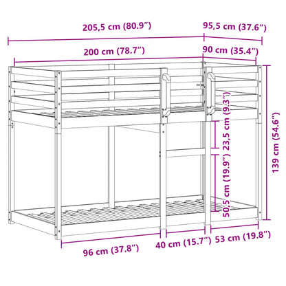 Bunk Bed Without Mattress 92X187 Cm Single Solid Wood Pine