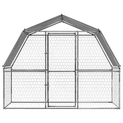 Dog Cage With Roof And Door Silver Galvanised Steel