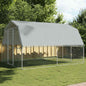 Dog Cage With Roof And Door Silver Galvanised Steel