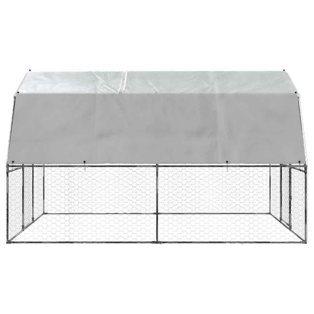 Chicken Cage With Roof And Door Silver Galvanised Steel