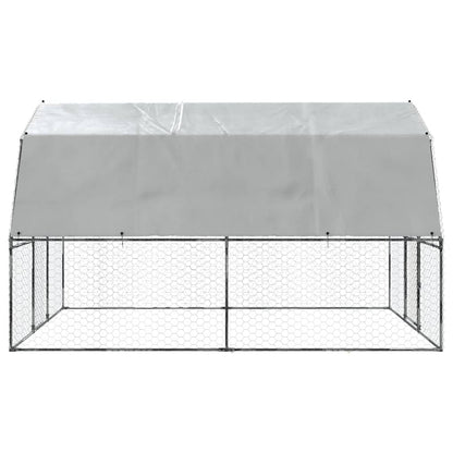 Chicken Cage With Roof And Door Silver Galvanised Steel