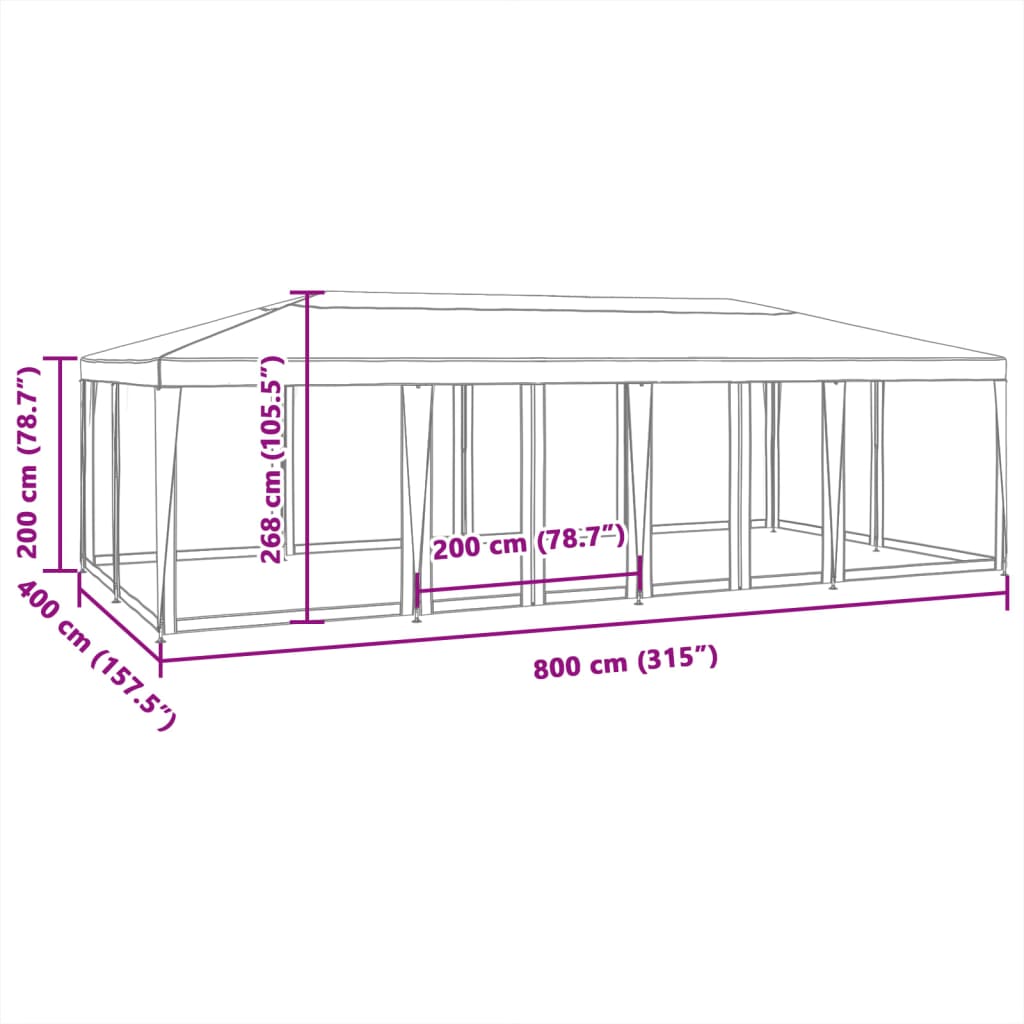 Party Tent With 12 Mesh Sidewalls Hdpe