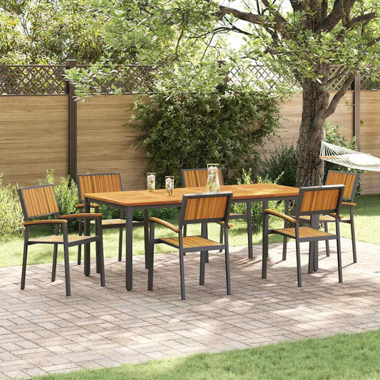 Garden Chair 6 Pcs Brown 56 X 57 X 87Cm Solid Acacia Wood