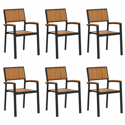 Garden Chair 6 Pcs Brown 56 X 57 X 87Cm Solid Acacia Wood