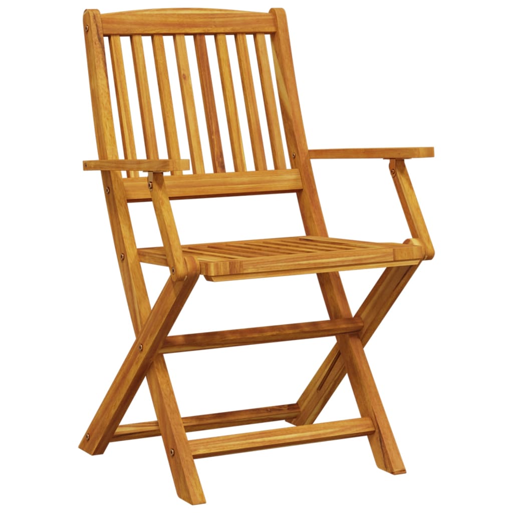 3 Piece Folding Bistro Set Solid Wood Acacia With Armrests
