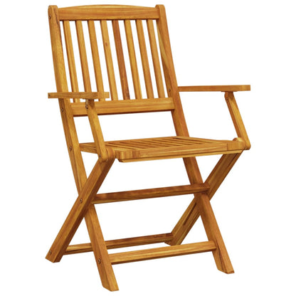 3 Piece Folding Bistro Set Solid Wood Acacia With Armrests