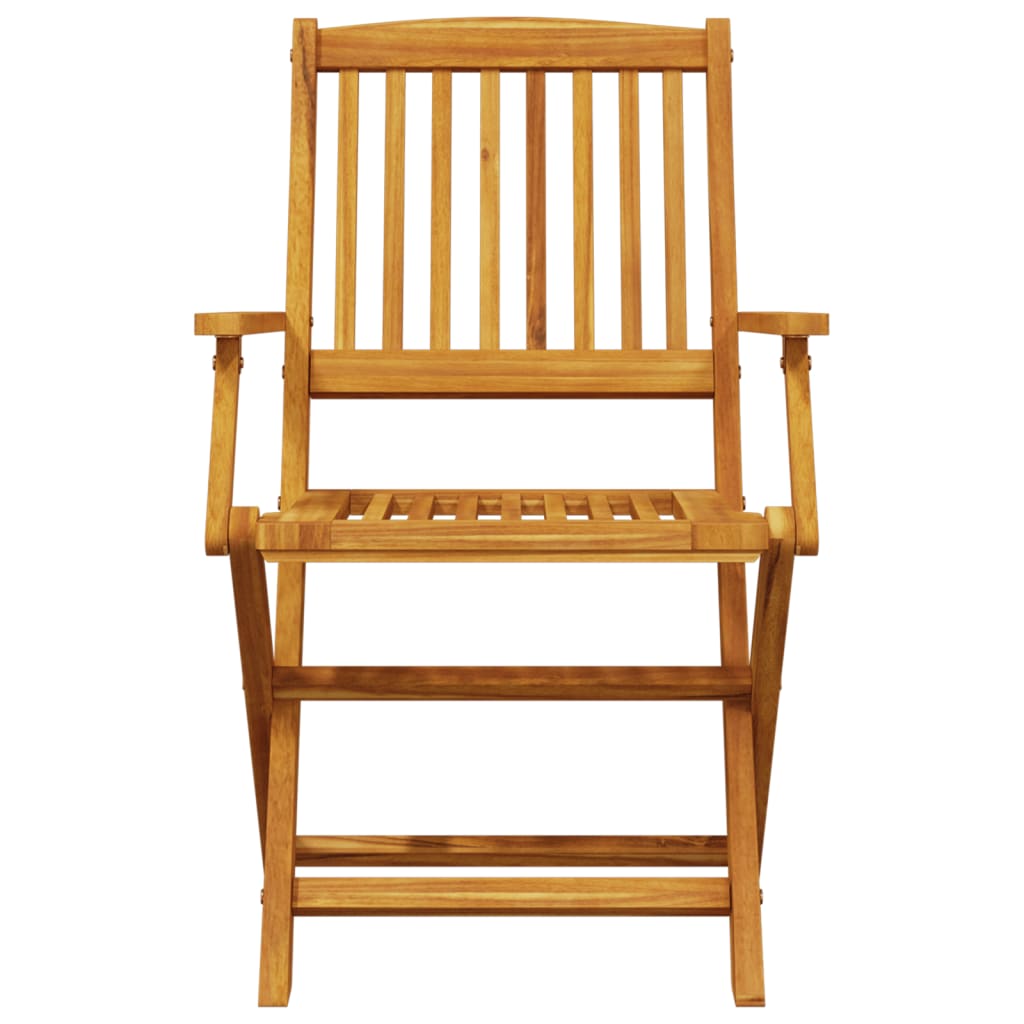 3 Piece Folding Bistro Set Solid Wood Acacia With Armrests