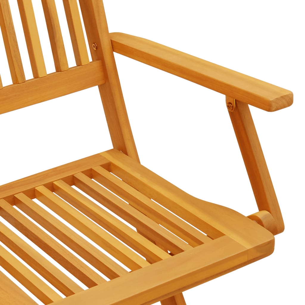 3 Piece Folding Bistro Set Solid Wood Acacia With Armrests