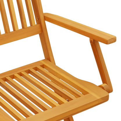 3 Piece Folding Bistro Set Solid Wood Acacia With Armrests