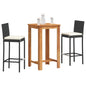 3 Piece Garden Bar Set Solid Wood Acacia And Poly Rattan
