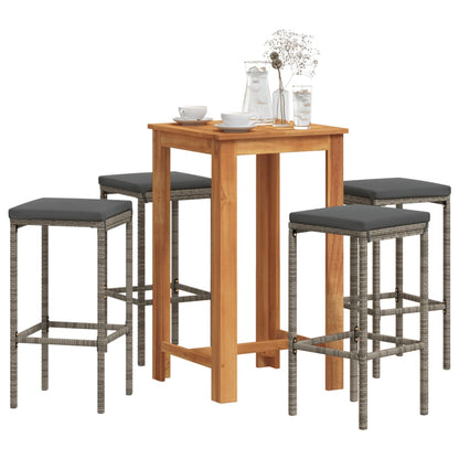 3 Piece Garden Bar Set Solid Wood Acacia And Poly Rattan