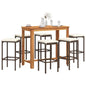 5 Piece Garden Bar Set Solid Wood Acacia And Poly Rattan