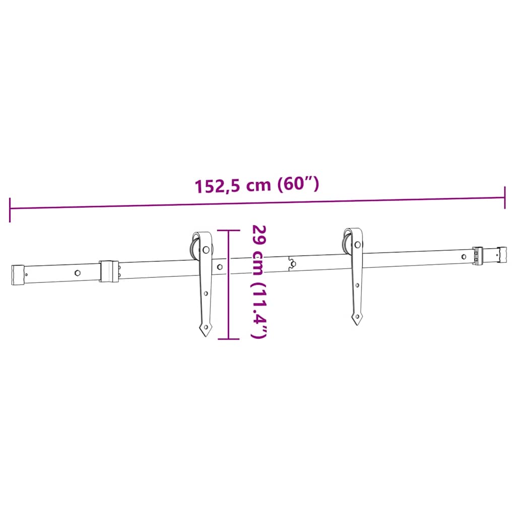 Sliding Door Hardware Kit 152,5 Cm Steel Black