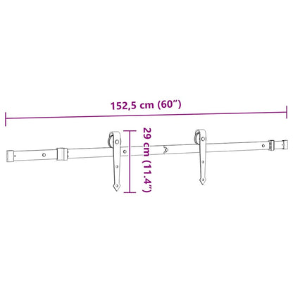 Sliding Door Hardware Kit 152,5 Cm Steel Black