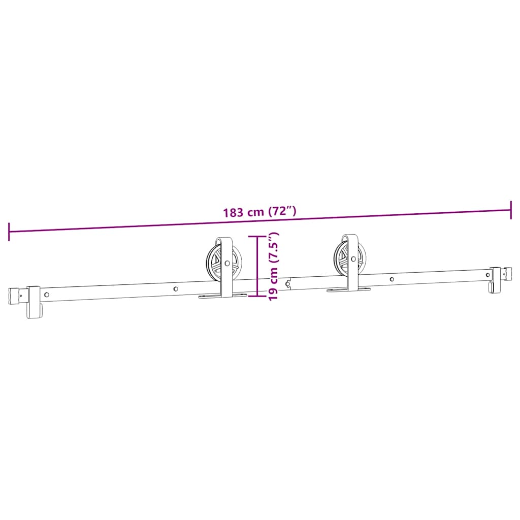 Sliding Door Hardware Kit Steel Black