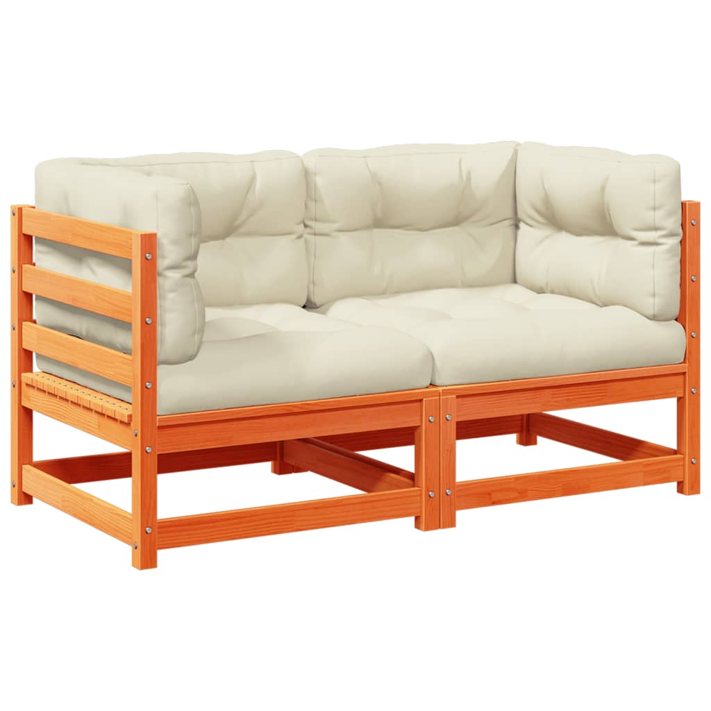 2 Piece Garden Sofa Set With Cushions Solid Wood Pine