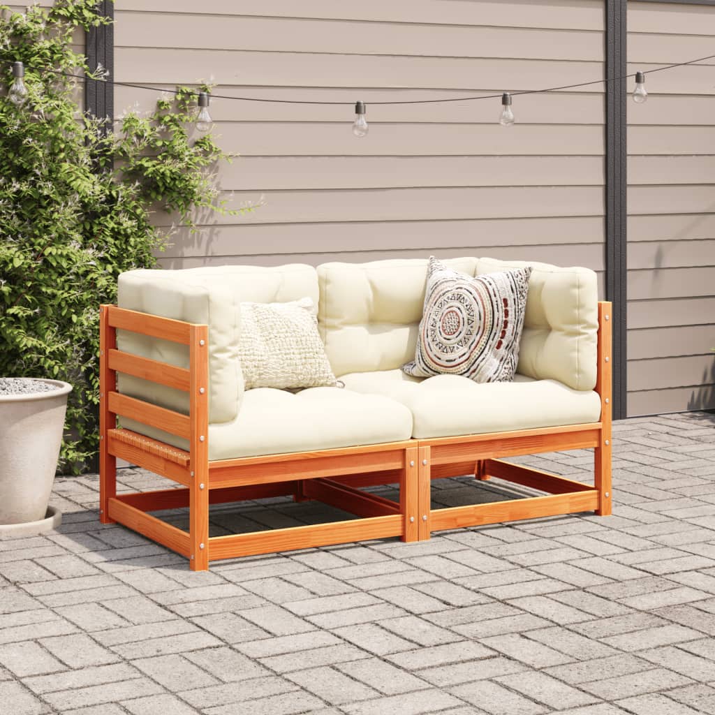 2 Piece Garden Sofa Set With Cushions Solid Wood Pine