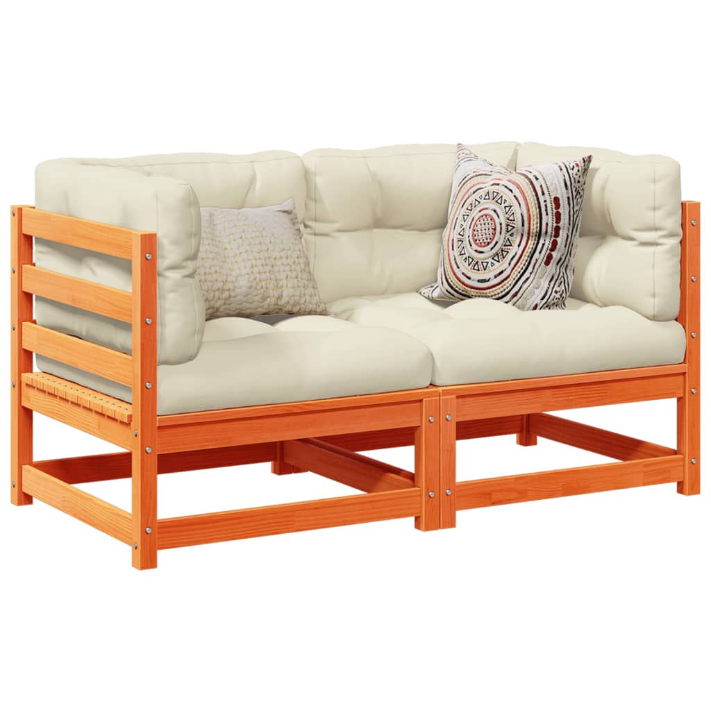 2 Piece Garden Sofa Set With Cushions Solid Wood Pine