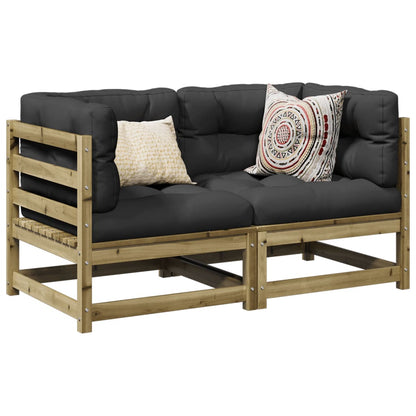2 Piece Garden Sofa Set With Cushions Solid Wood Pine