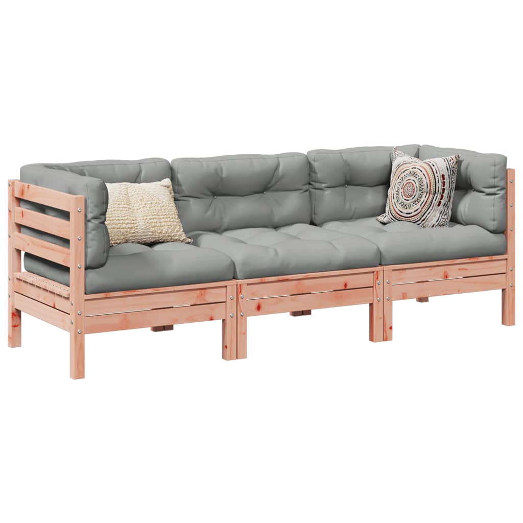 3 Piece Garden Sofa Set With Cushions Solid Wood Pine