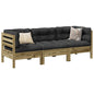 3 Piece Garden Sofa Set With Cushions Solid Wood Pine