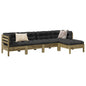 5 Piece Garden Sofa Set With Cushions Solid Wood Pine