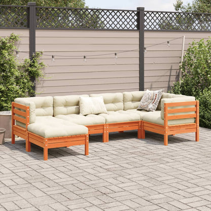 6 Piece Garden Sofa Set With Cushions Solid Wood Pine