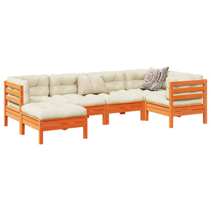 6 Piece Garden Sofa Set With Cushions Solid Wood Pine