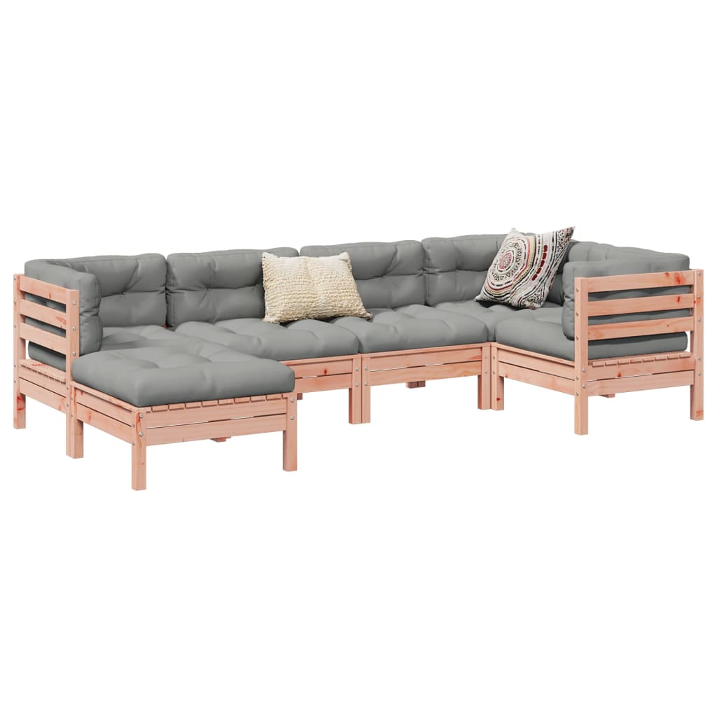 6 Piece Garden Sofa Set With Cushions Solid Wood Pine
