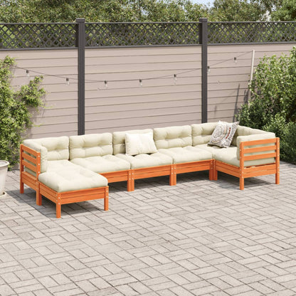 7 Piece Garden Sofa Set With Cushions Solid Wood Pine