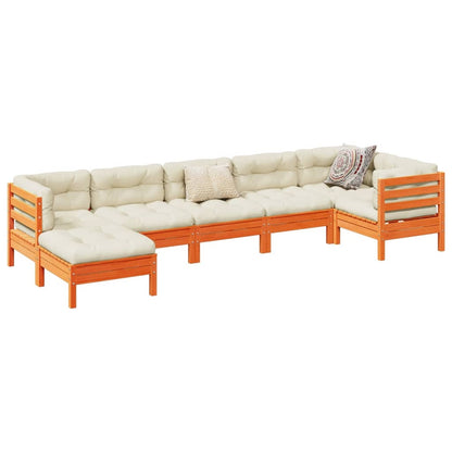 7 Piece Garden Sofa Set With Cushions Solid Wood Pine