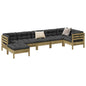 7 Piece Garden Sofa Set With Cushions Solid Wood Pine
